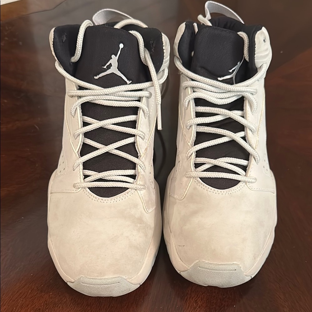Jordan Cream and Black High-Top Sneakers